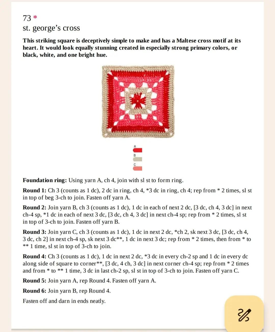Crochet Granny Square Patterns: Prairie Rose, St. George's Cross, Dog Rose