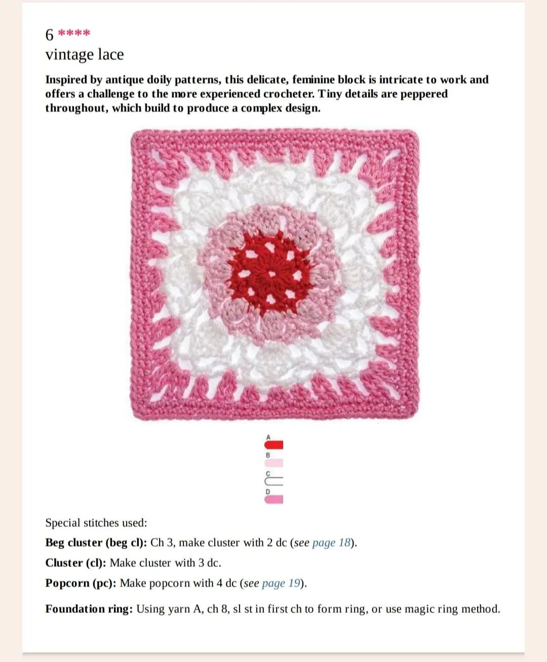 Crochet Granny Square Patterns: Romany, Sea Anemone & Vintage Lace Charts