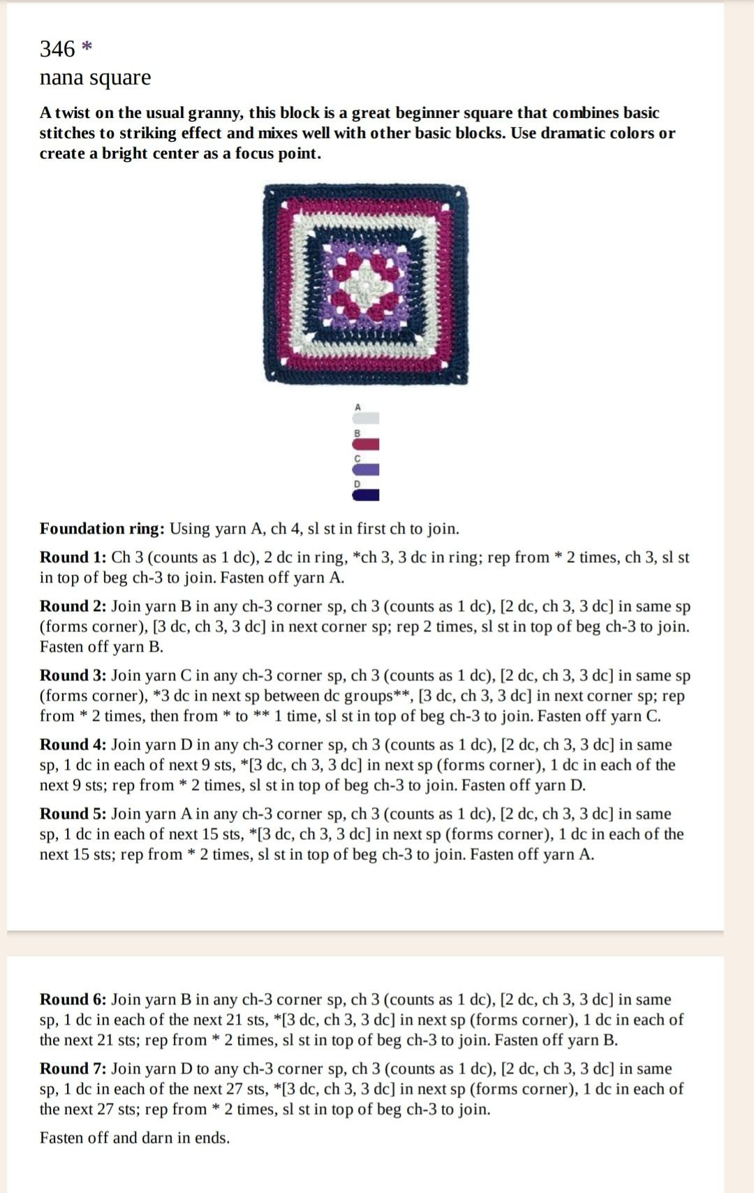 Crochet Granny Squares Patterns: Lewes, Nana Square, and Garland