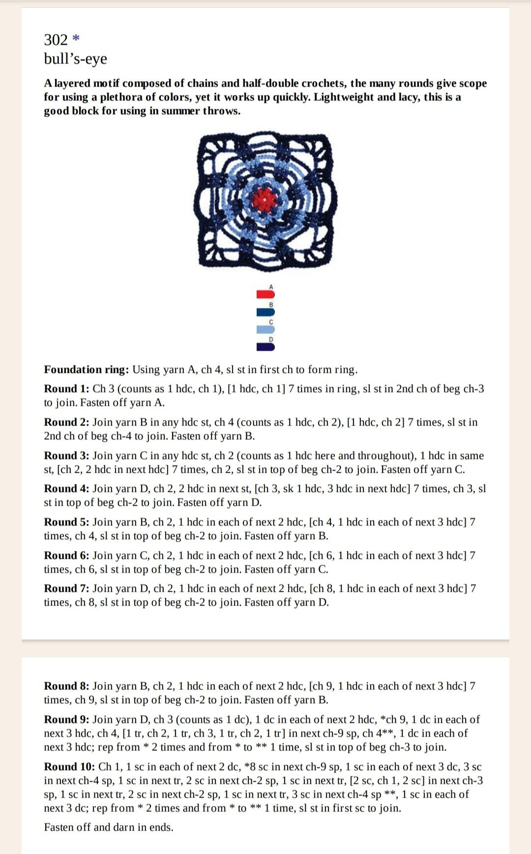 Crochet Granny Squares Patterns: Sierra, Chelsea, Bull's-Eye