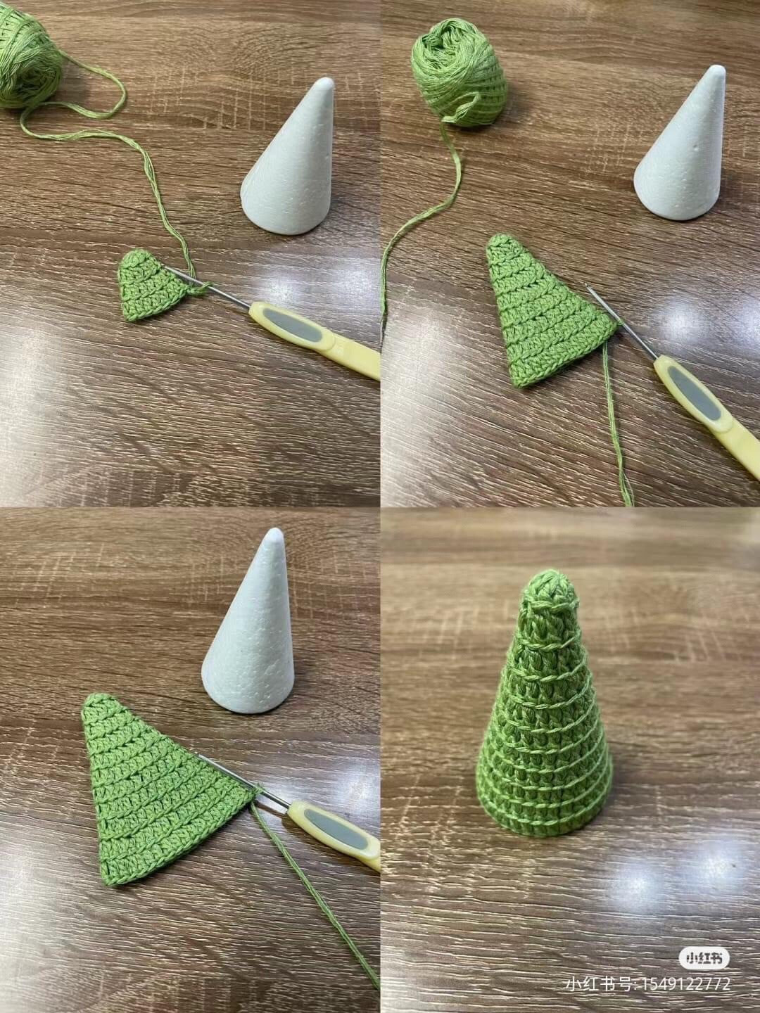 Crochet Green Christmas Tree Tutorial with Pattern Chart