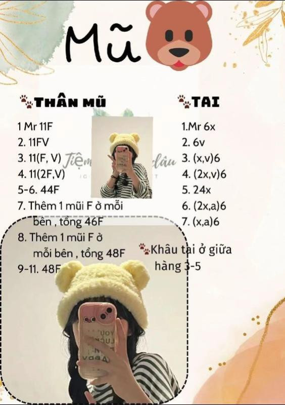 Crochet Hat Charts: Deer, Bunny, Kitty & Flower Bucket Hat Patterns