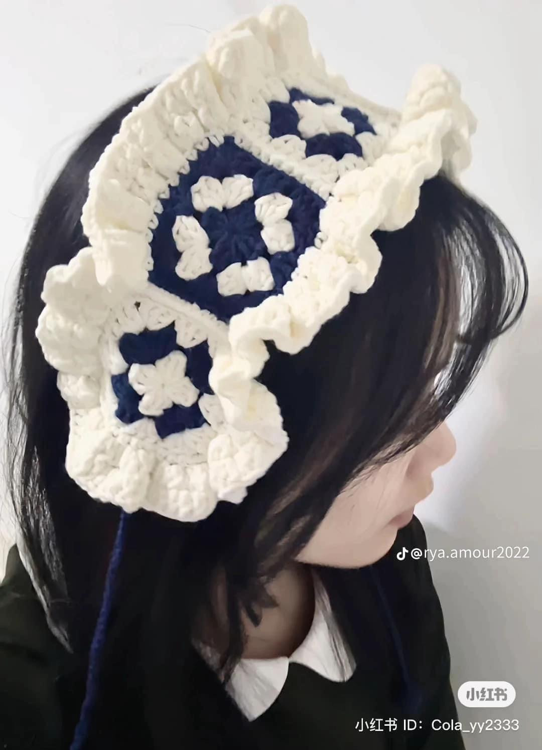 Crochet Headband Pattern with Frilly Edges and Granny Squares