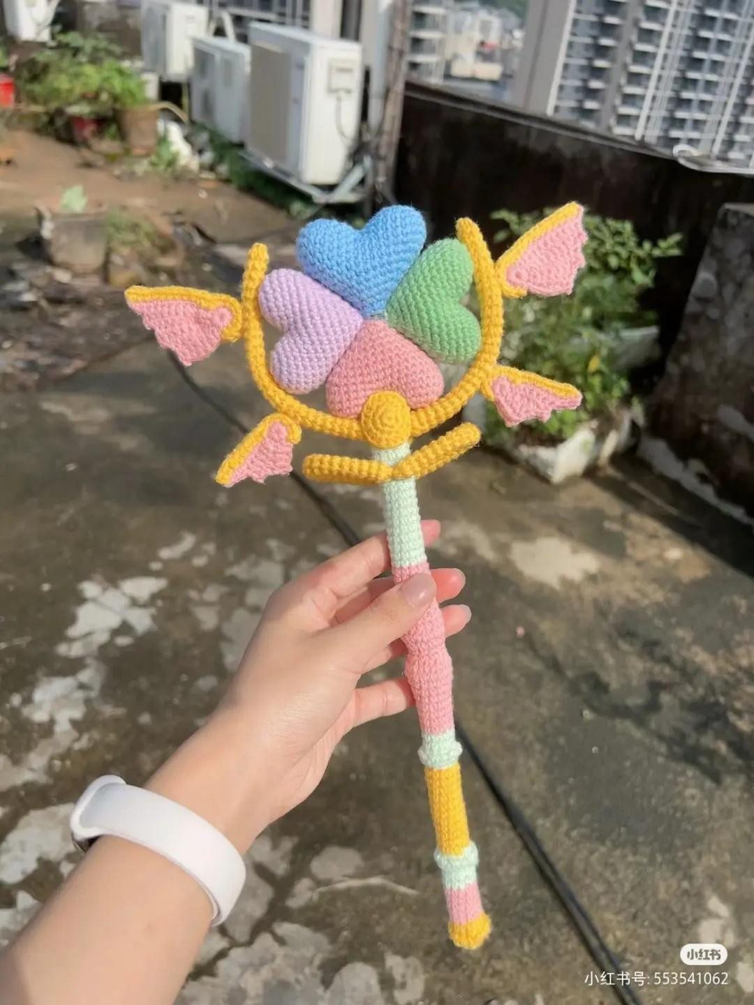 Crochet Heart Fairy Wand Pattern Chart with Wings
