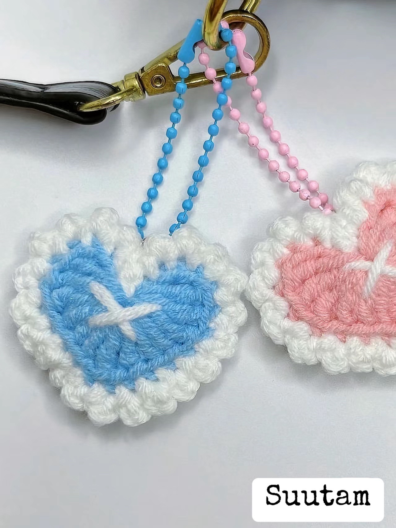 Crochet Heart Keychain Pattern with Beads