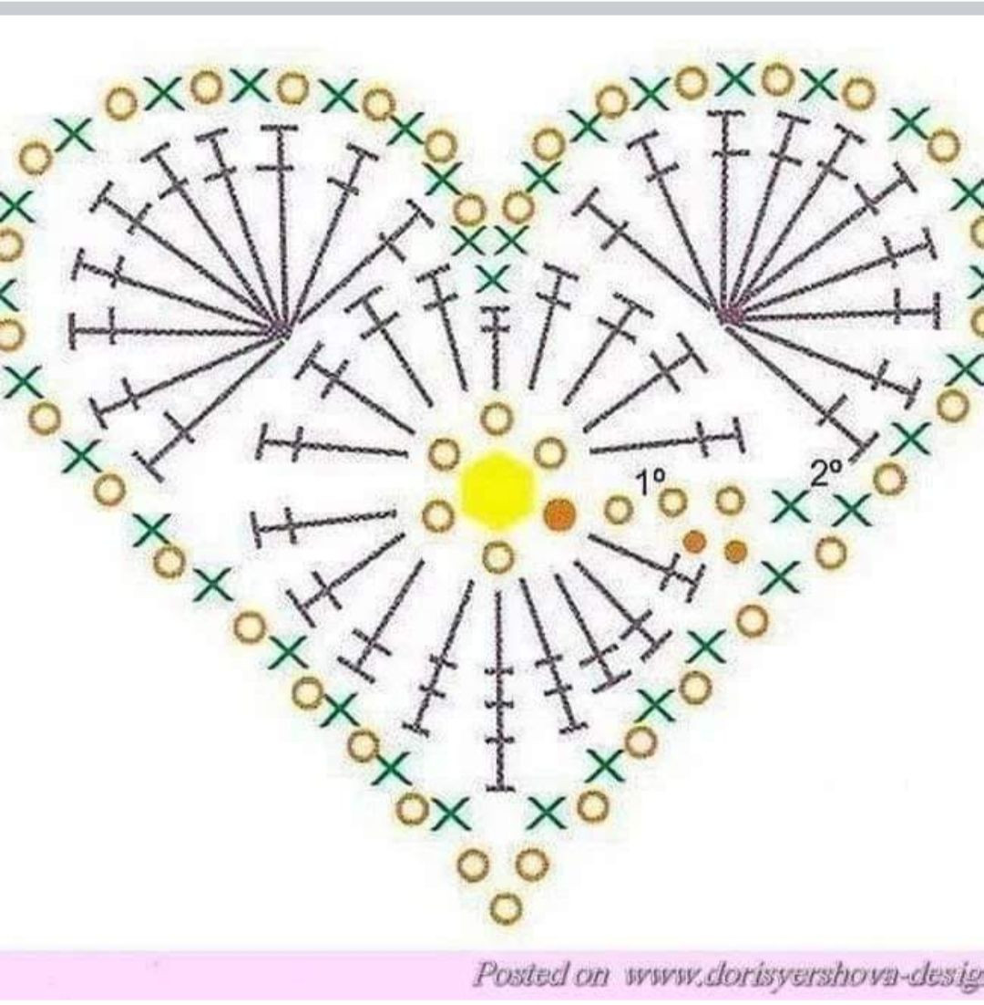 Crochet Heart Pattern with Rose Flower - Pink and Green Yarn Tutorial