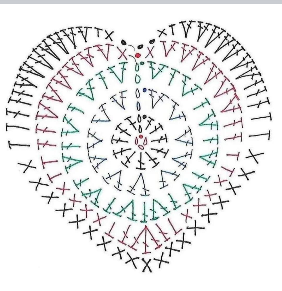 Crochet Heart Pattern with Rose Flower - Pink and Green Yarn Tutorial