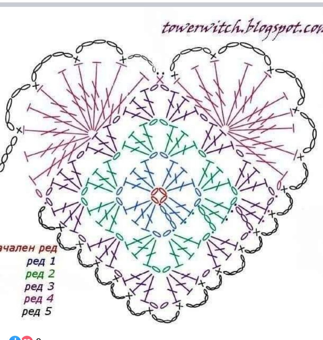 Crochet Heart Pattern with Rose Flower - Pink and Green Yarn Tutorial