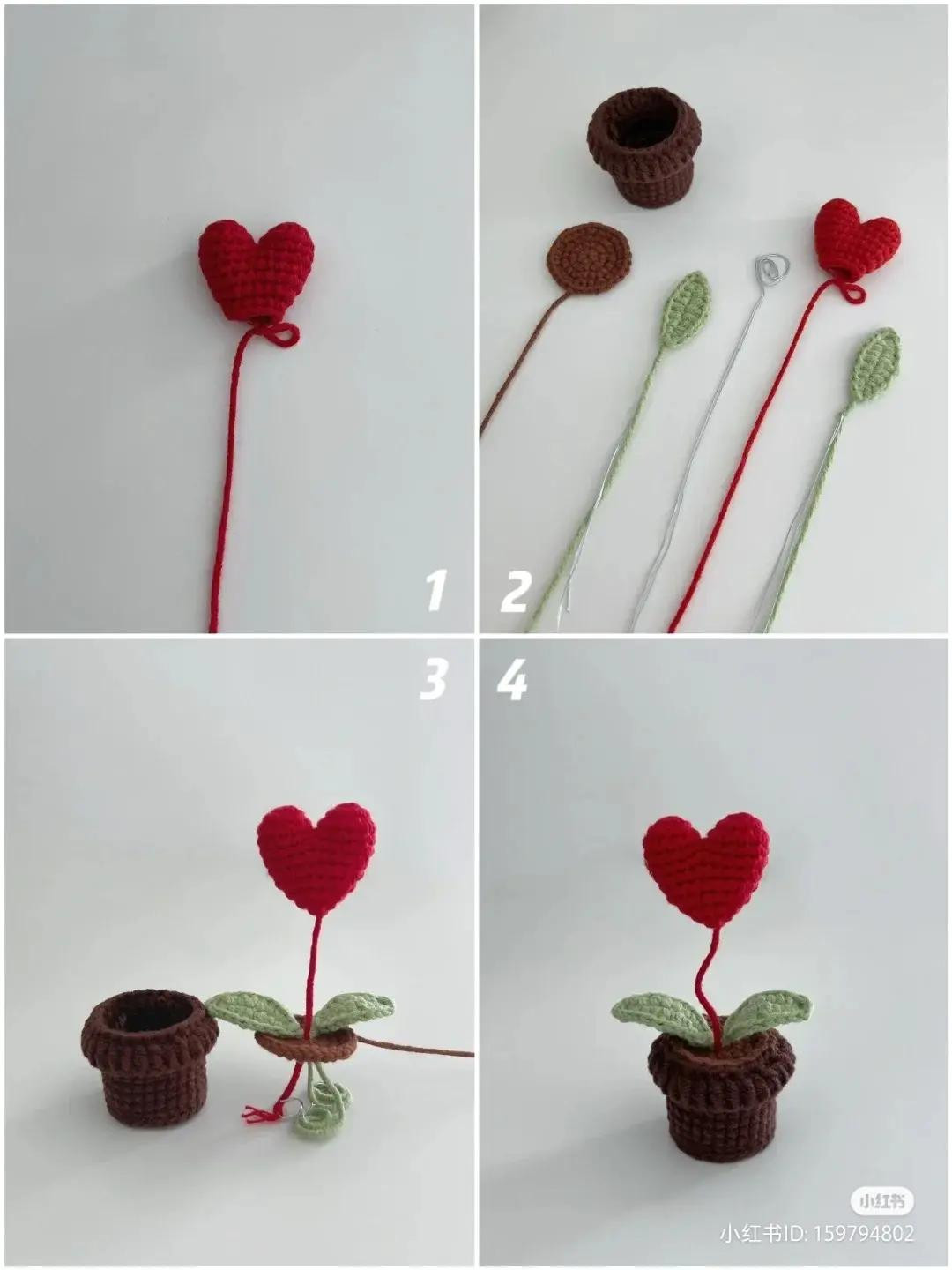 Crochet Heart Plant Pattern Tutorial