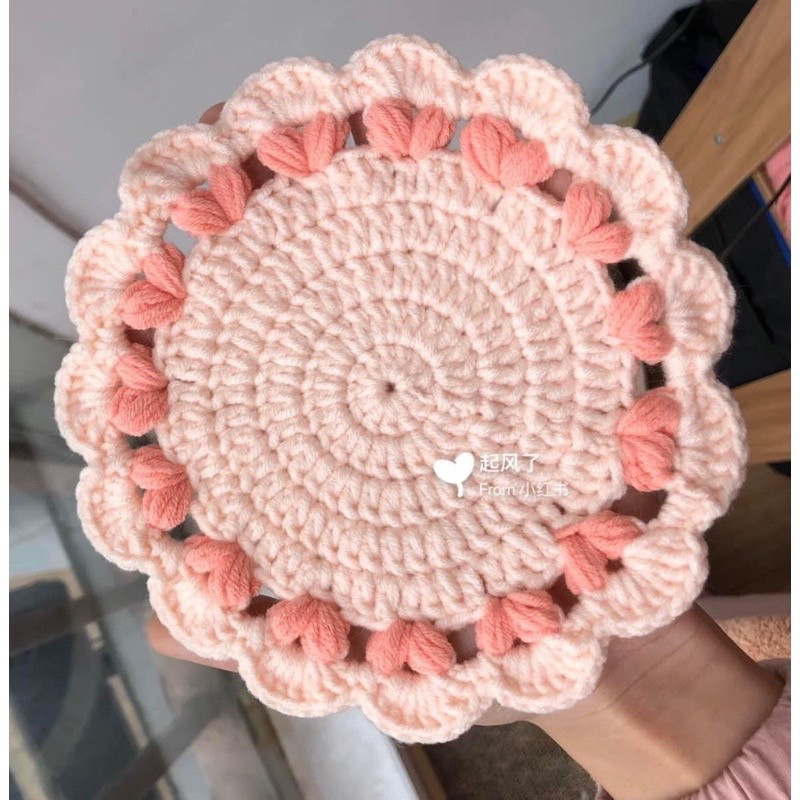 Crochet Heart Shell Coaster Chart Tutorial