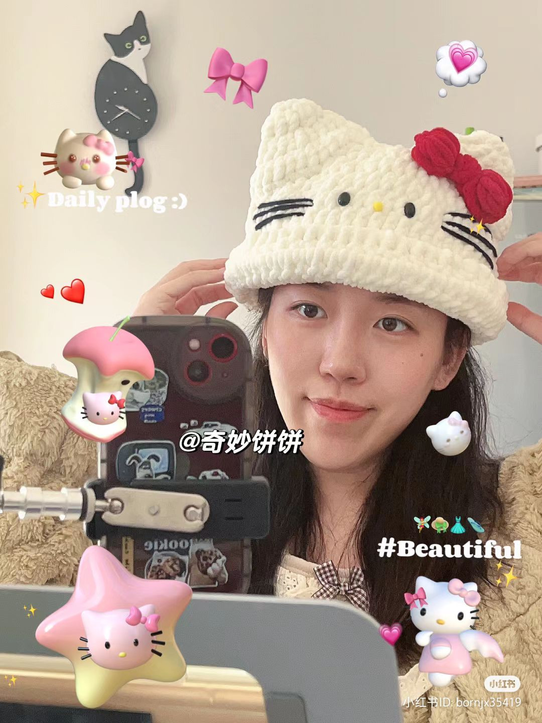 Crochet Hello Kitty Hat Pattern Tutorial with Instructions