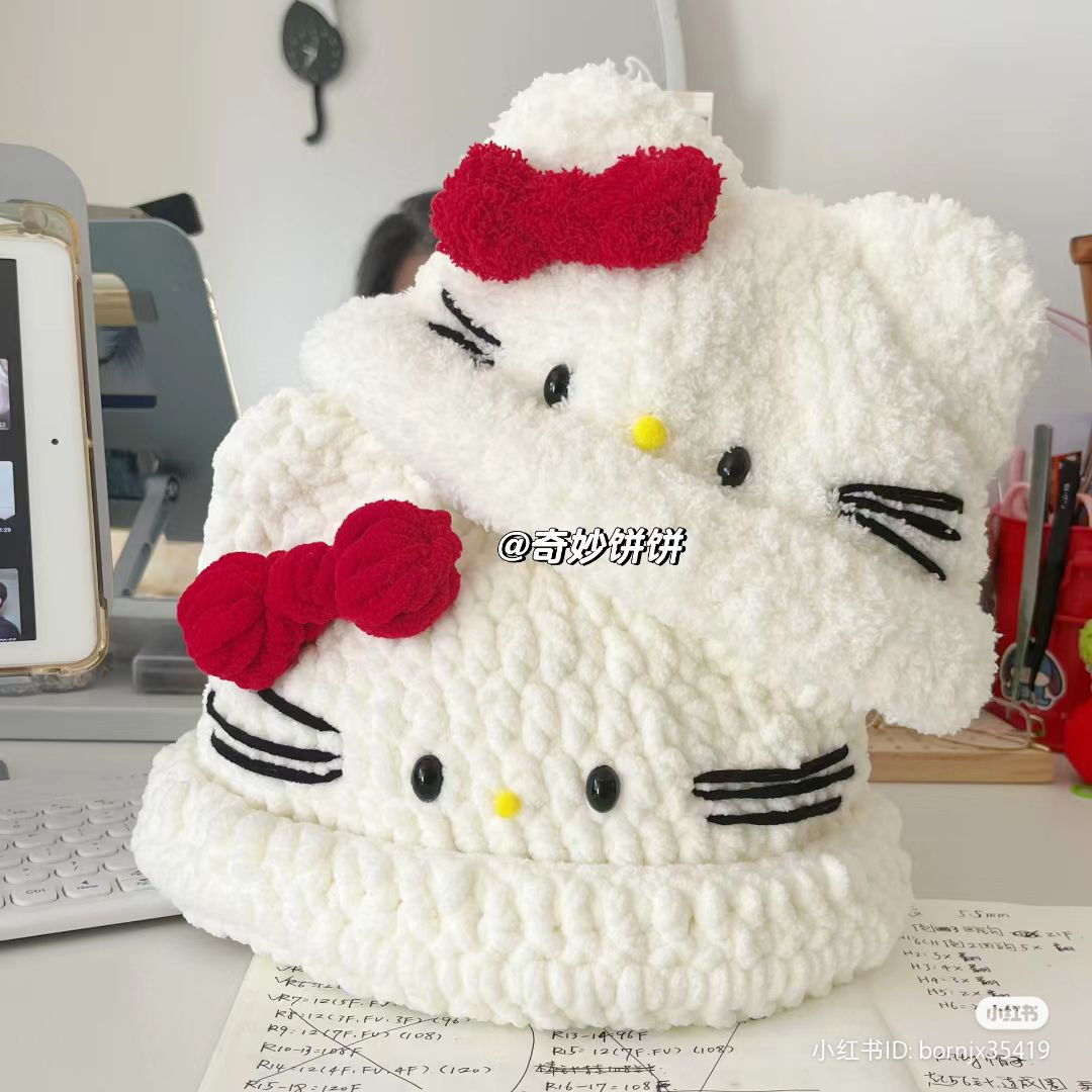 Crochet Hello Kitty Hat Pattern Tutorial with Instructions
