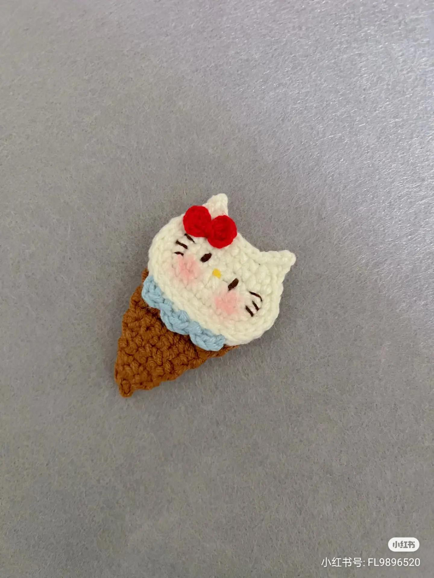 Crochet Hello Kitty Ice Cream Flat Chart Pattern with Instructions