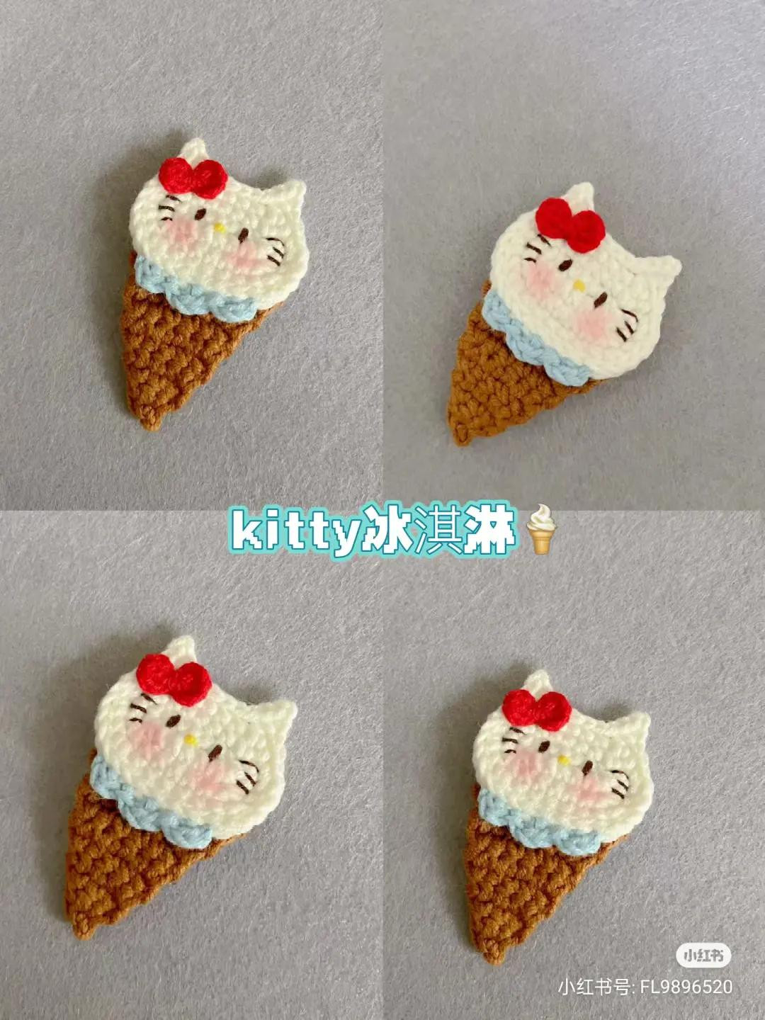 Crochet Hello Kitty Ice Cream Flat Chart Pattern with Instructions