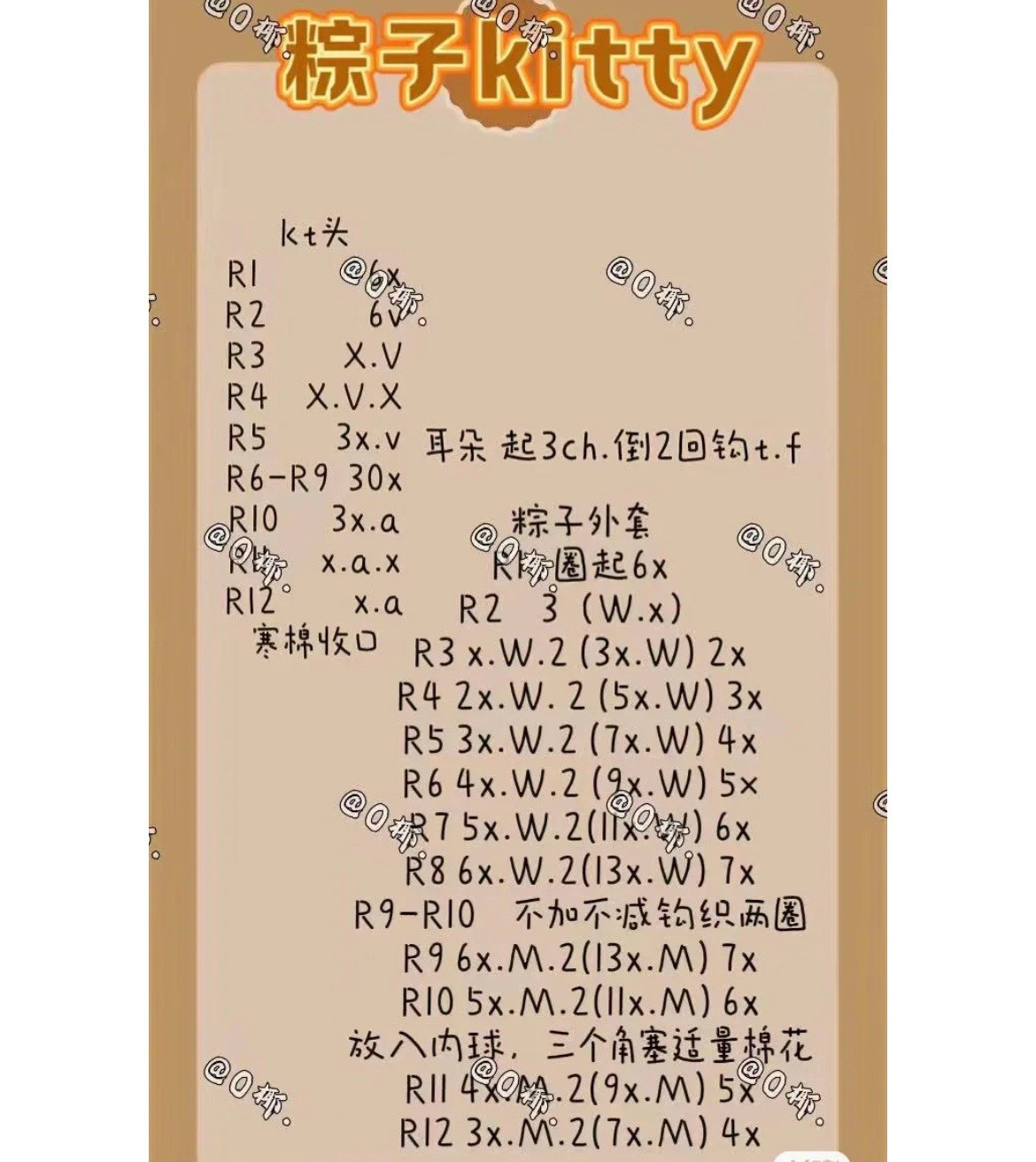 Crochet Hello Kitty Zongzi Doll Pattern Chart