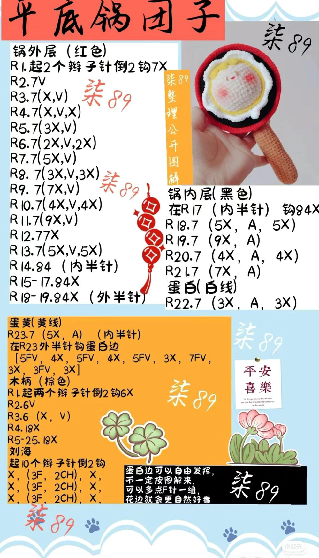 Crochet Hot Pot Dumpling Fan Flat Chart Pattern