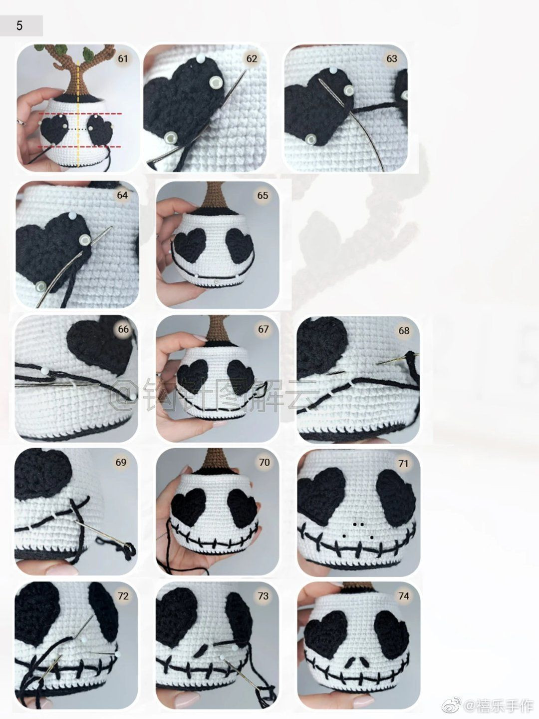 Crochet Jack Skellington Tree in Love Tutorial Chart