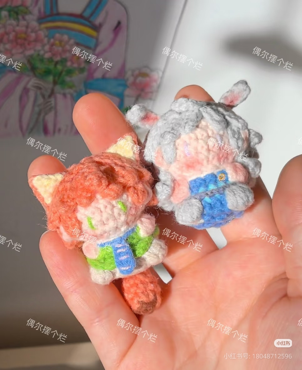 Crochet Judy and Nick Bunny Fox Doll Pattern Chart