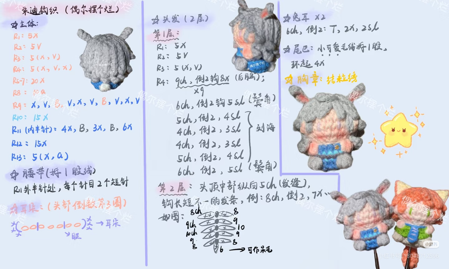 Crochet Judy and Nick Bunny Fox Doll Pattern Chart