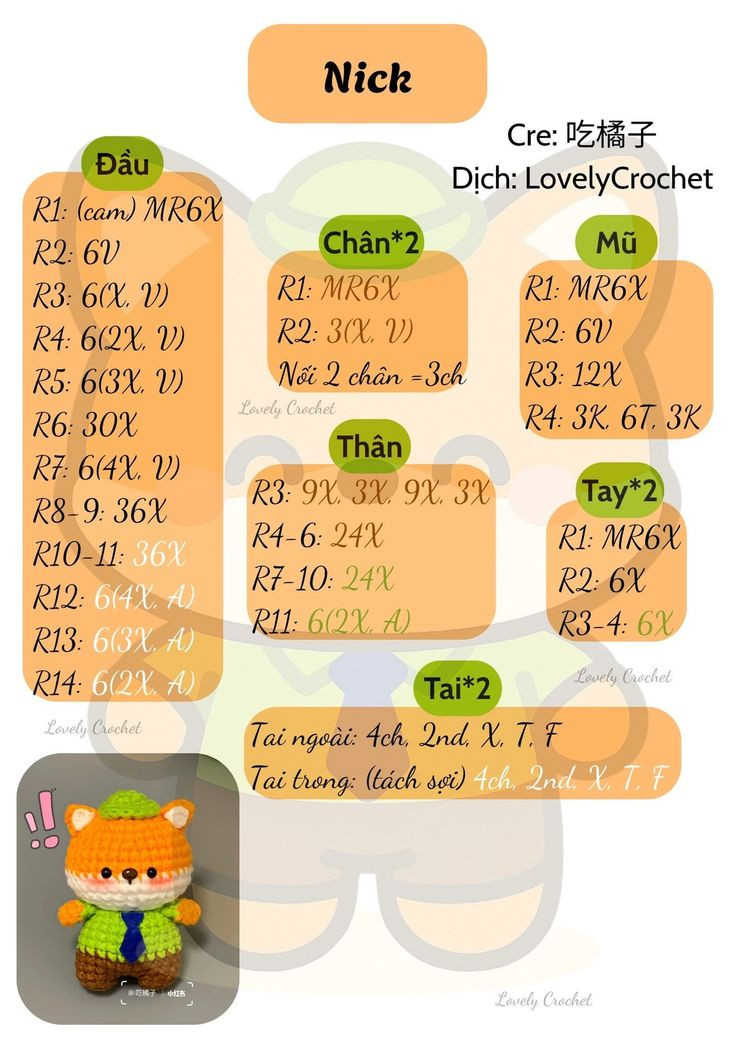 Crochet Judy Hopps & Nick Wilde Amigurumi Pattern