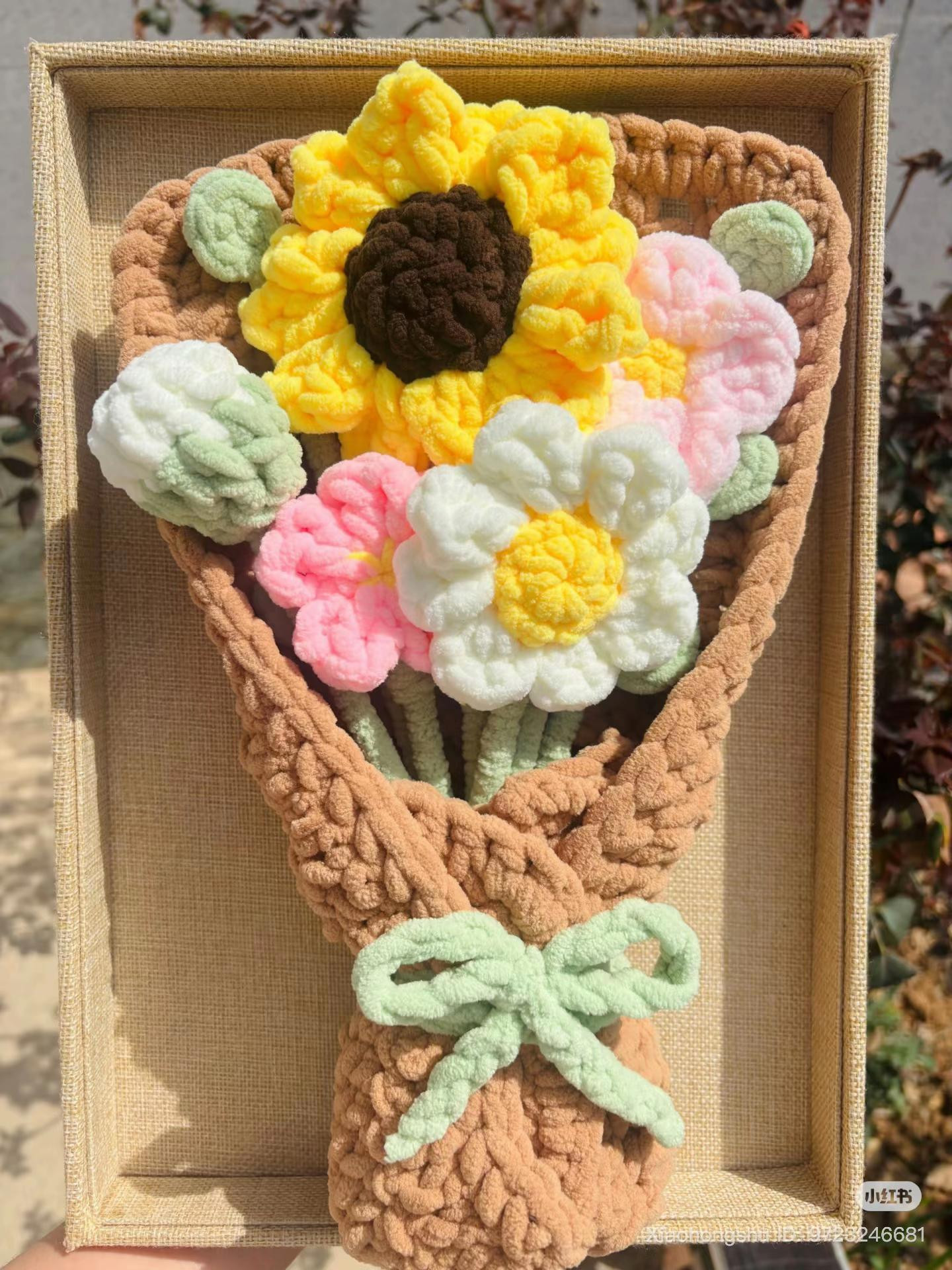 Crochet Jumbo Rose Bouquet Pattern with Amigurumi Doll