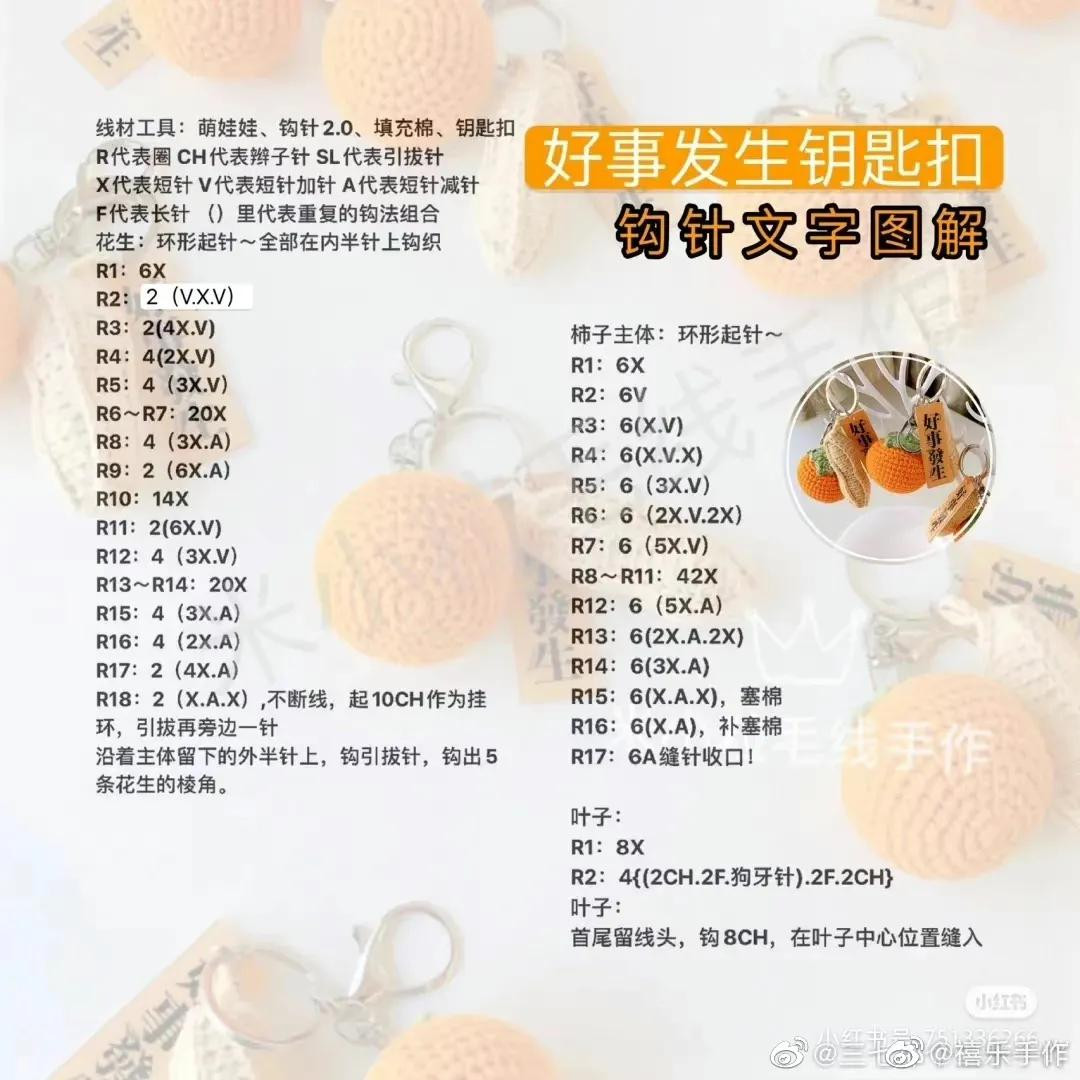 Crochet Keychain Pattern: Persimmon and Peanut