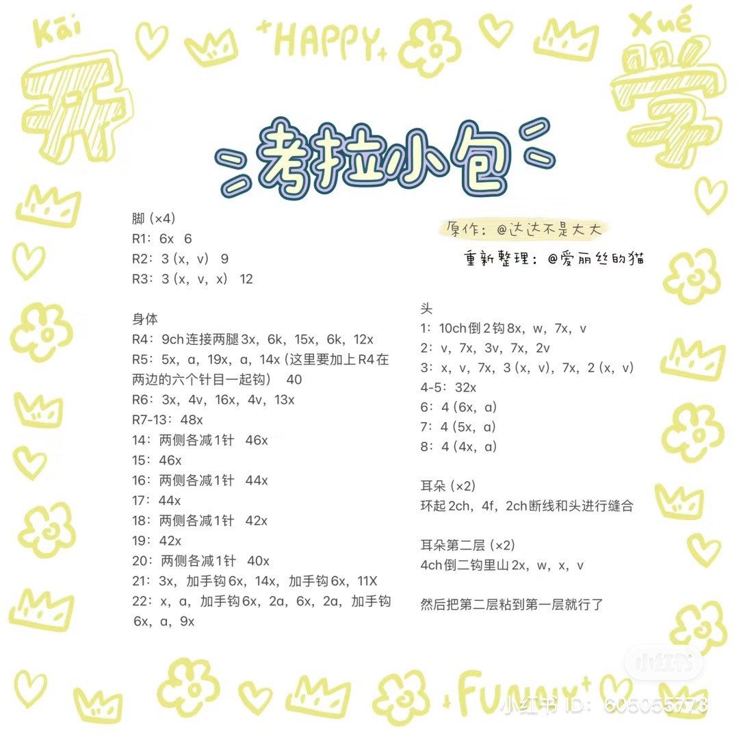 Crochet Koala Bag Pattern Chart Tutorial