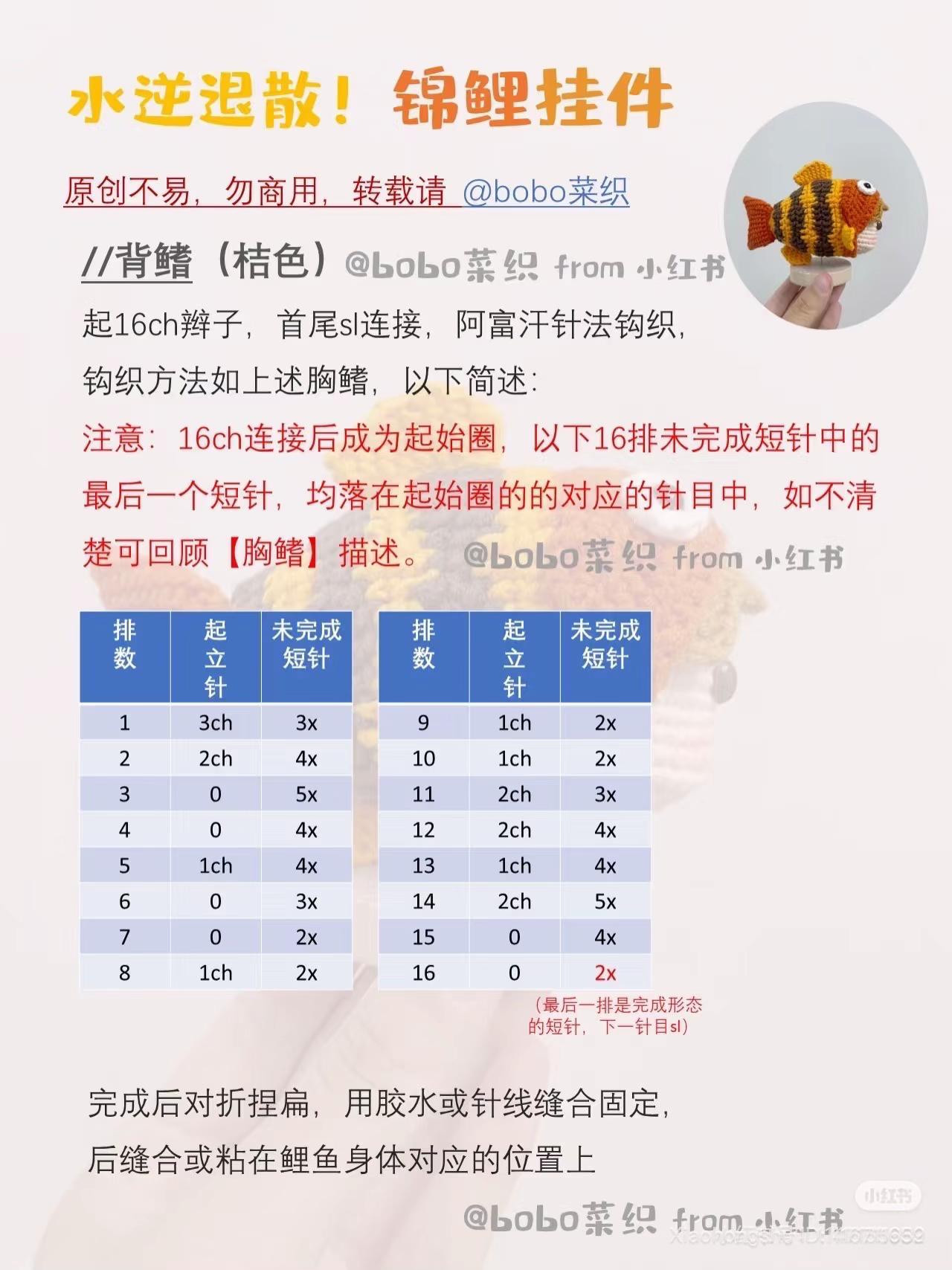 Crochet Koi Fish Keychain Amigurumi Pattern