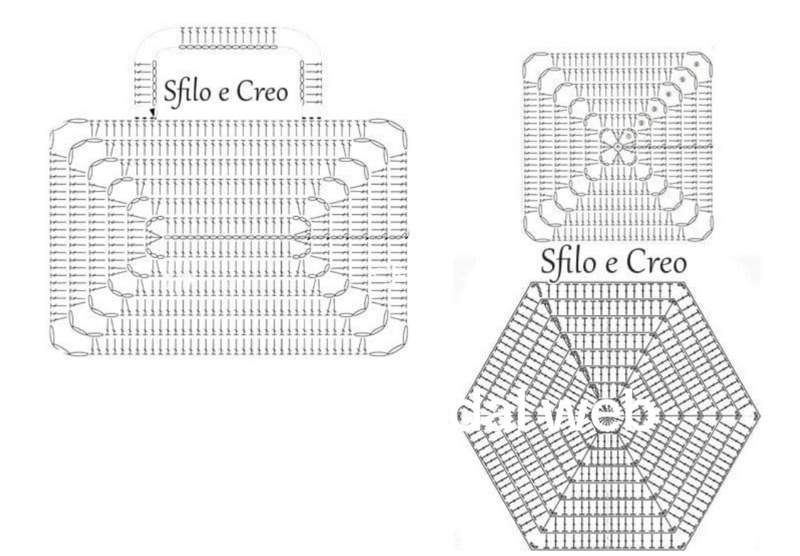 Crochet Larksfoot Stitch and Bag Pattern Charts by Sfilo e Creo