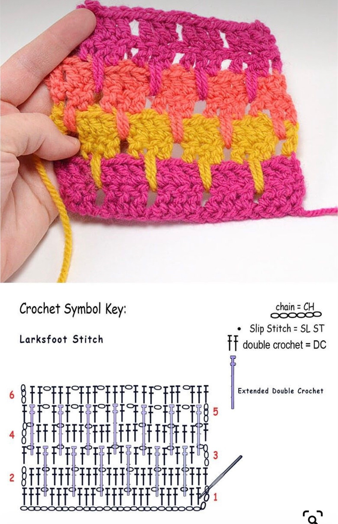 Crochet Larksfoot Stitch and Bag Pattern Charts by Sfilo e Creo