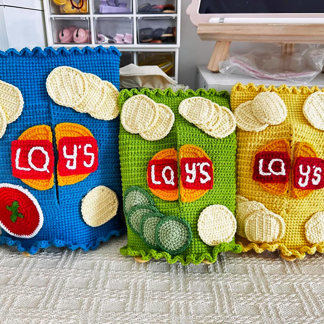 Crochet Lay's Potato Chips Tissue Box Pattern Chart