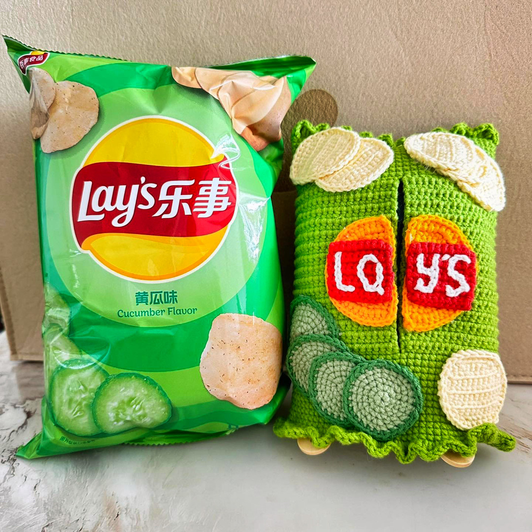 Crochet Lay's Potato Chips Tissue Box Pattern Chart