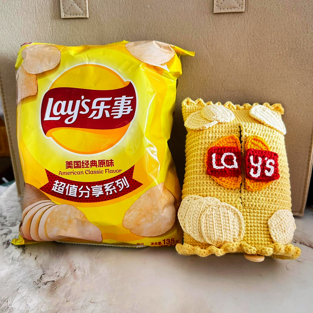 Crochet Lay's Potato Chips Tissue Box Pattern Chart