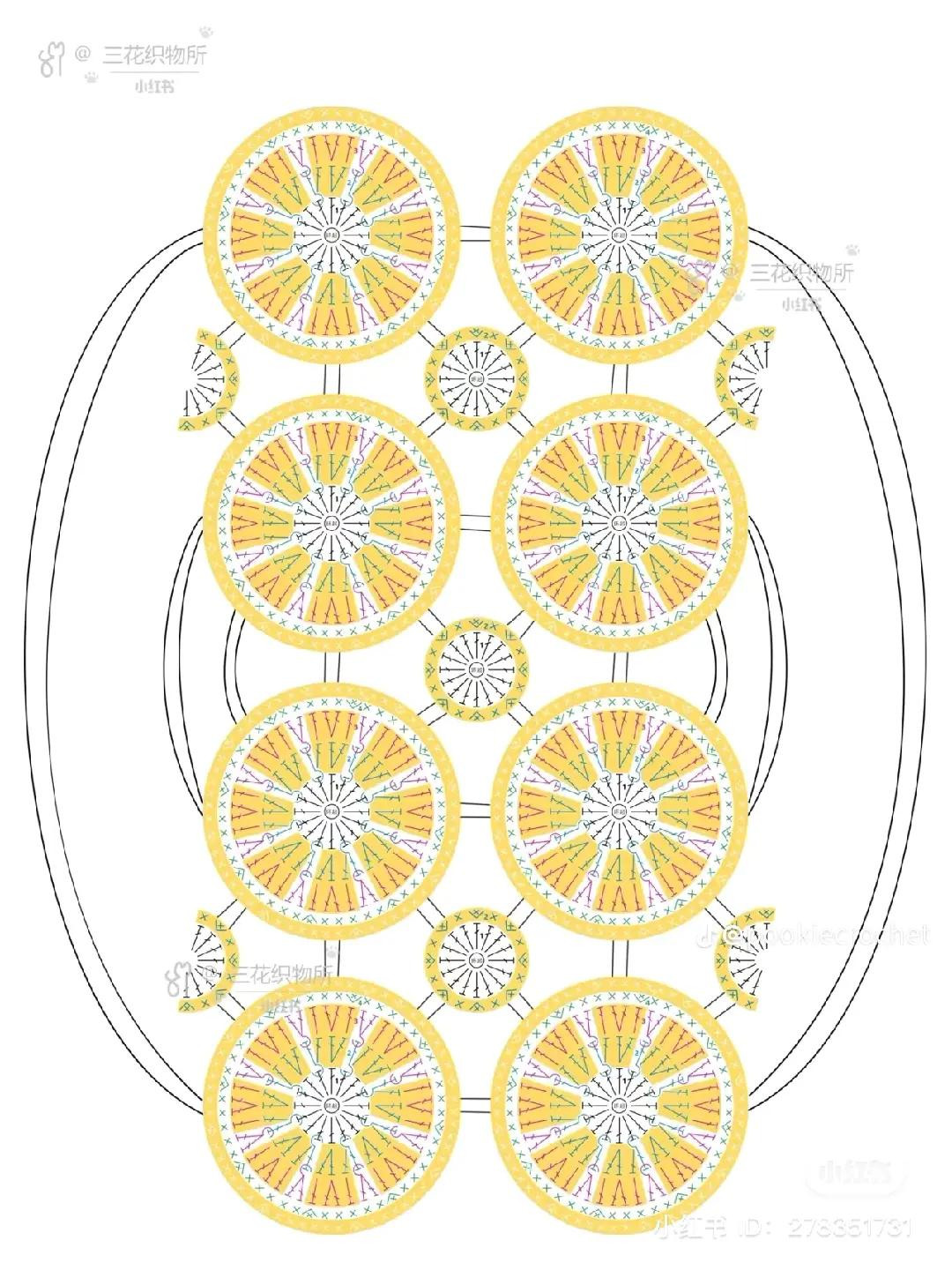 Crochet Lemon Slice Bag Flat Chart Pattern