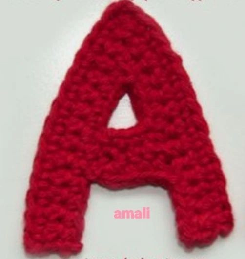 Crochet Letter A Pattern Chart and Finished Examples in Pink and Red Yarn