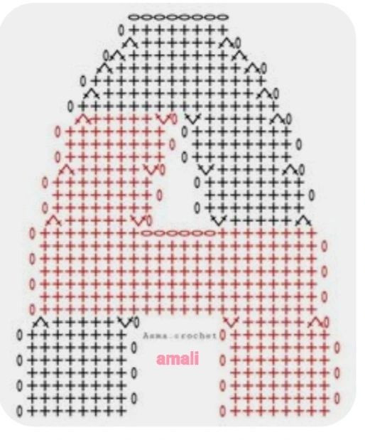 Crochet Letter A Pattern Chart and Finished Examples in Pink and Red Yarn