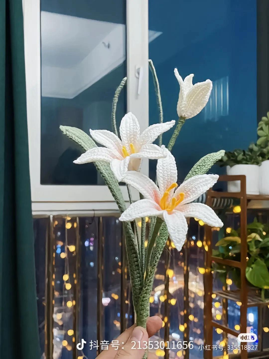 Crochet Lily Flower Pattern Chart with Materials and Instructions