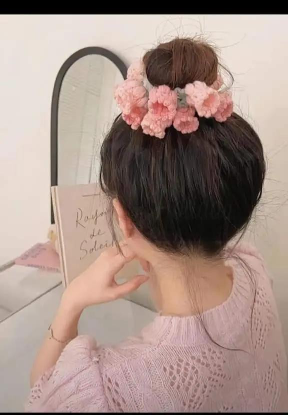 Crochet Lily of the Valley Flower Hair Scrunchie Pattern