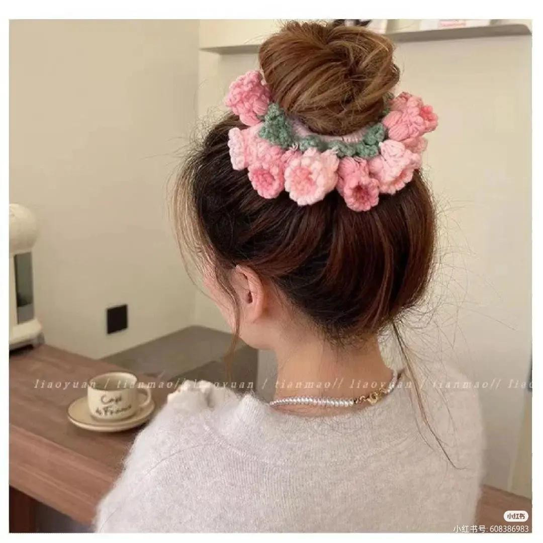 Crochet Lily of the Valley Flower Hair Scrunchie Pattern