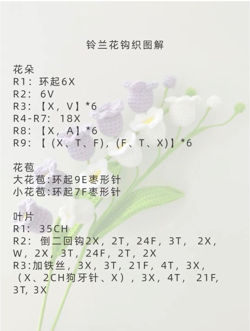 Crochet Lily of the Valley Flower Tutorial Chart