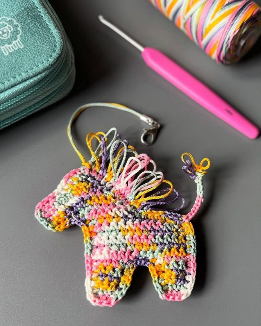 Crochet Lion Keychain Flat Chart Pattern