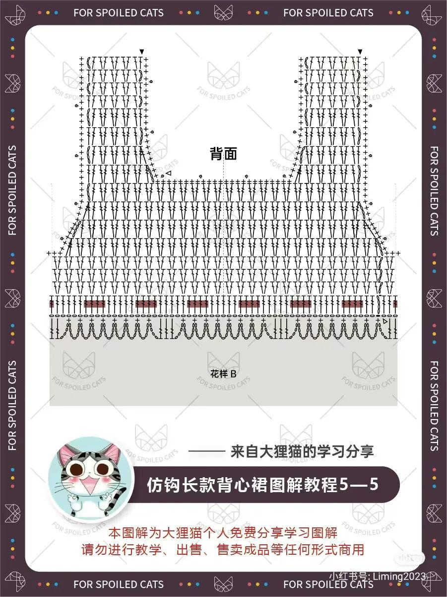 Crochet Long Vest Dress Chart Tutorial - Patterns A & B and Structure Diagram