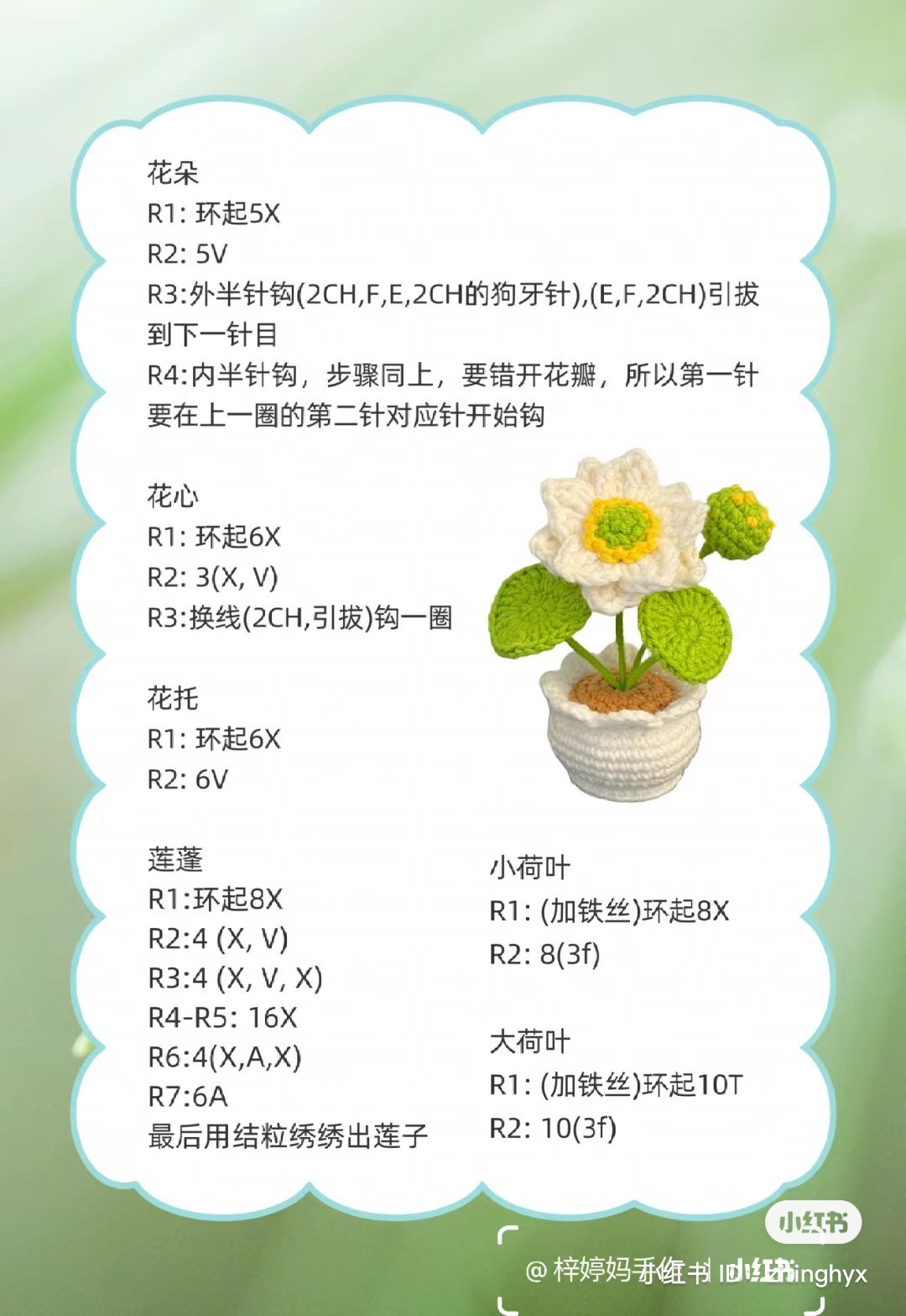 Crochet Lotus and Tulip Flower Pot Pattern Charts