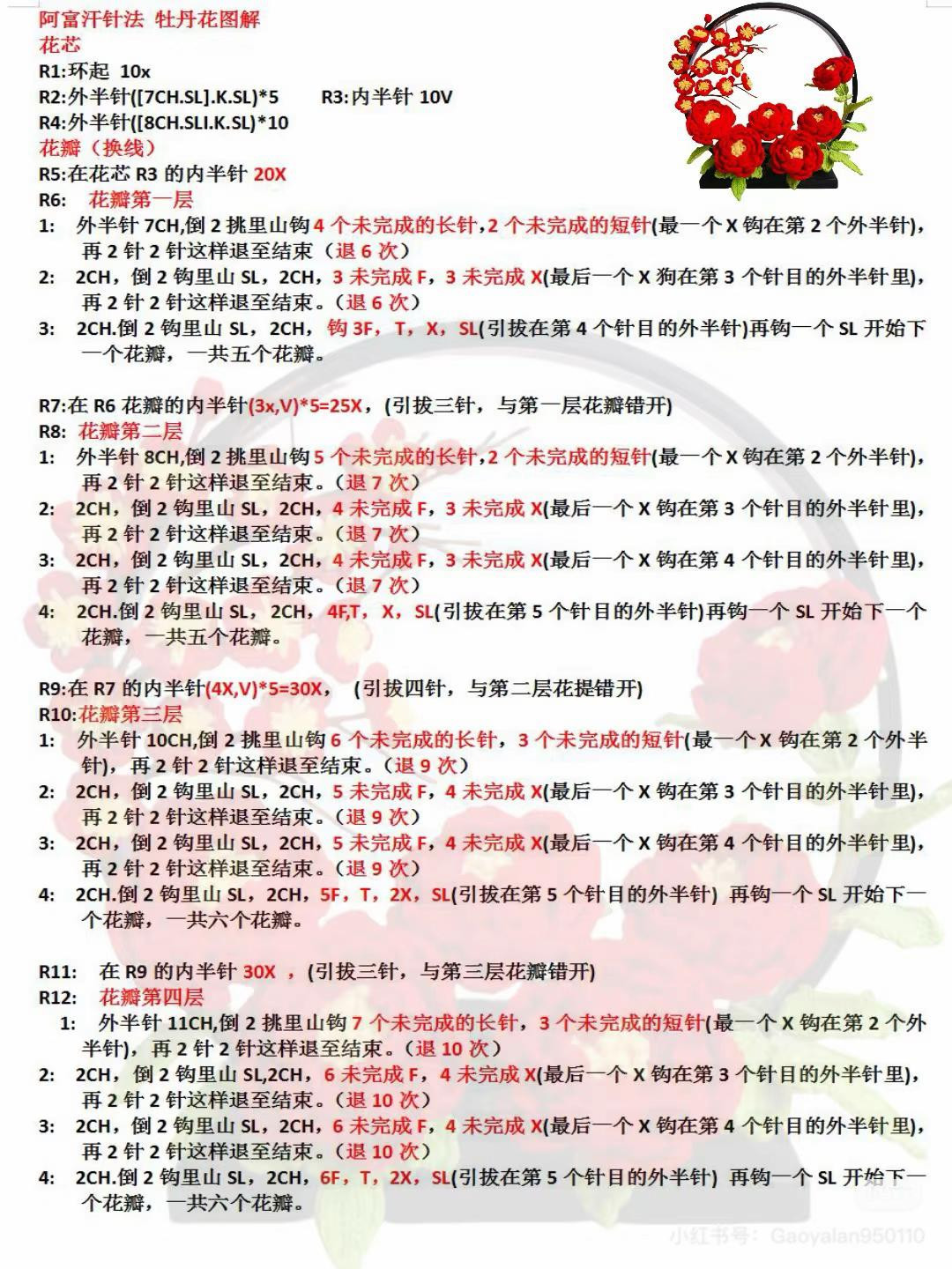 Crochet Lotus Flower Chart Pattern