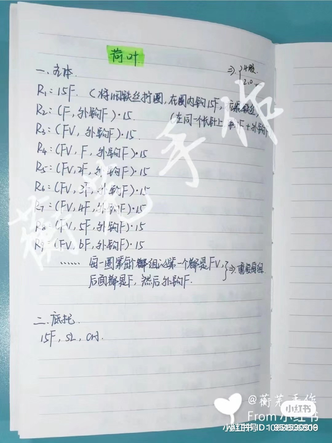 Crochet Lotus Flower Pattern with Stems and Leaves