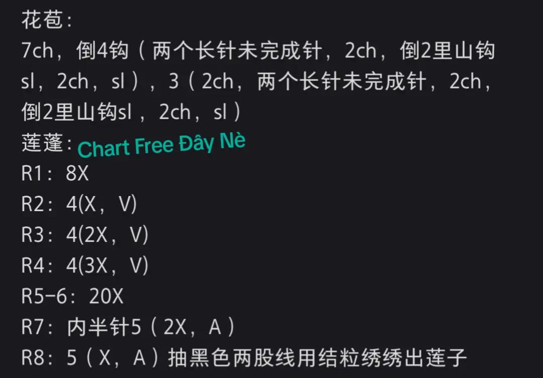 Crochet Lotus Leaf and Flower Chart Pattern