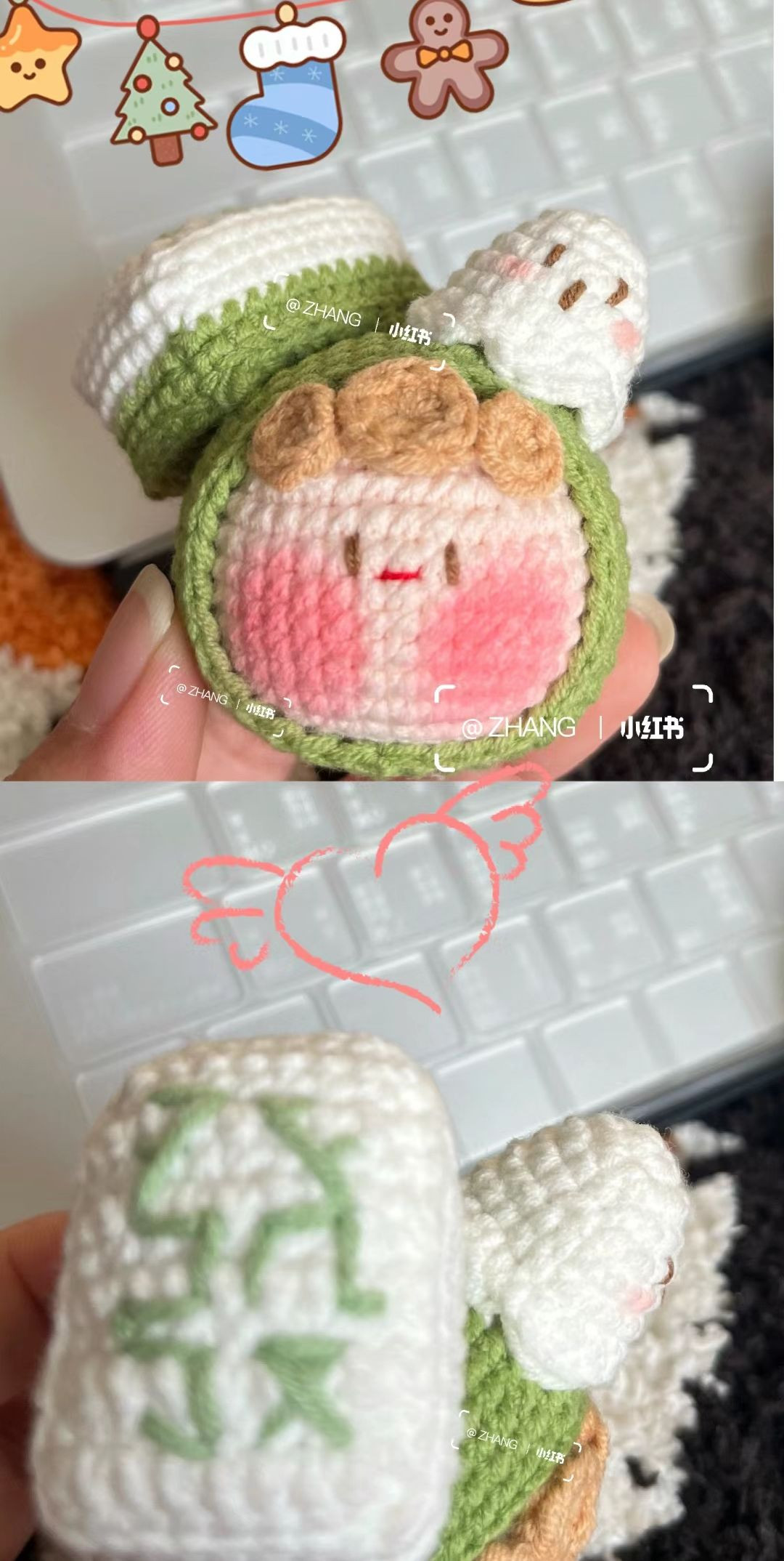 Crochet Mahjong Ghost Doll Pattern with White Rabbit