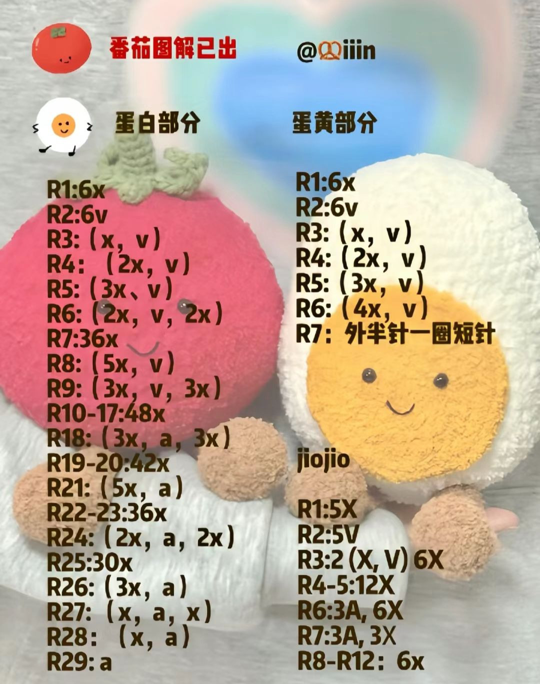 Crochet Matcha Latte and Croissant Bread Doll Pattern Chart