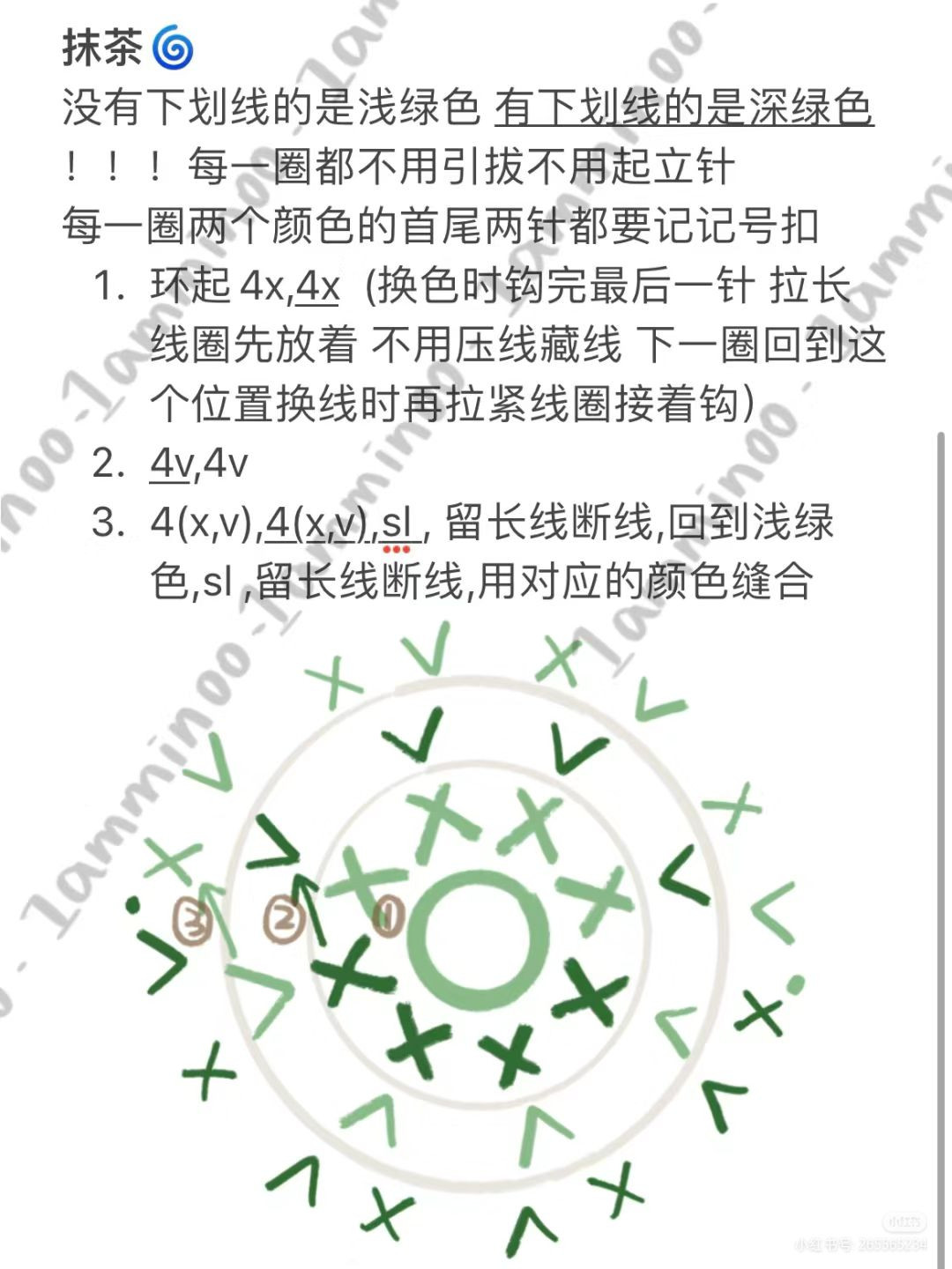 Crochet Matcha Latte and Croissant Bread Doll Pattern Chart
