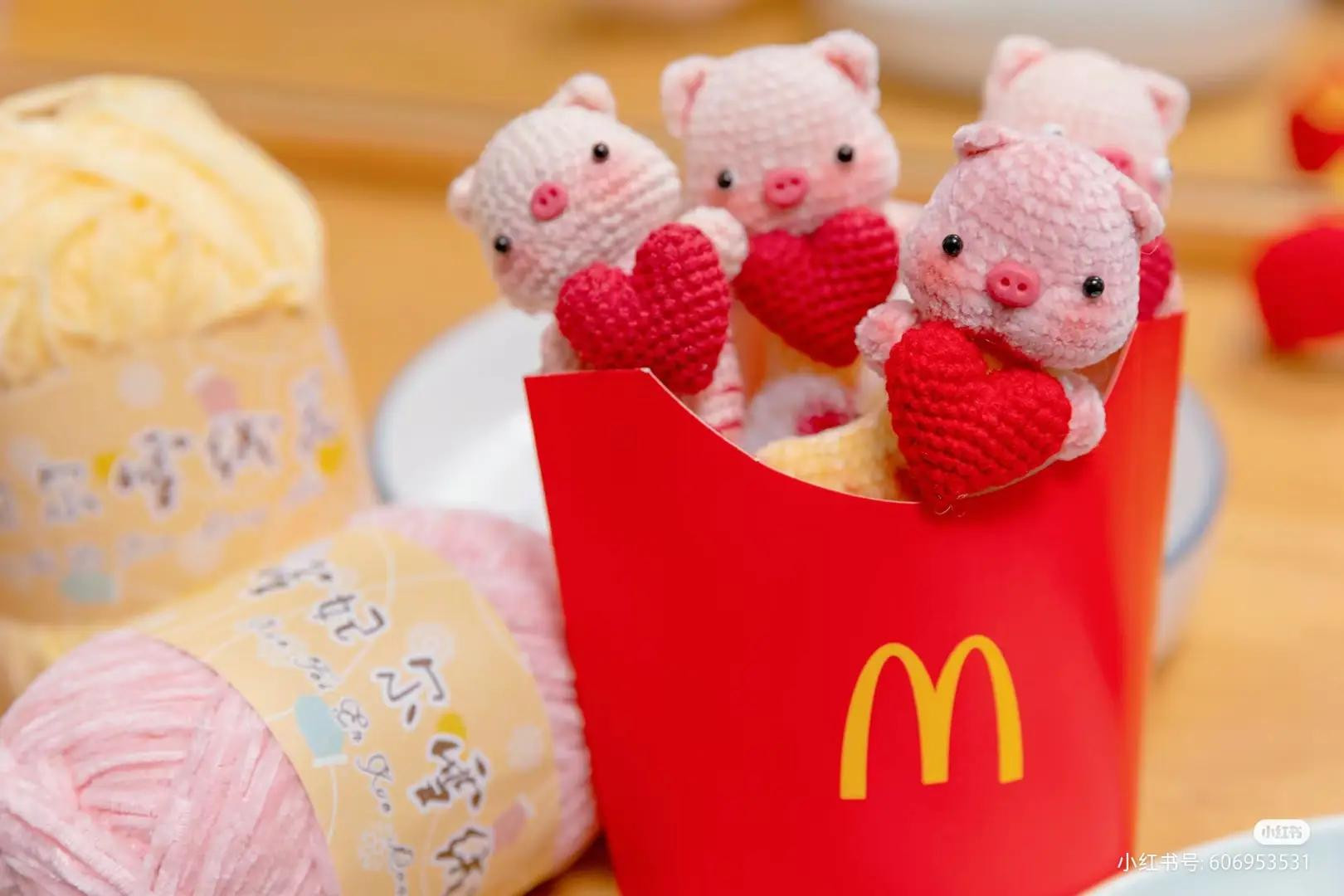 Crochet McDonald's Shrimp Pig Heart Amigurumi Pattern